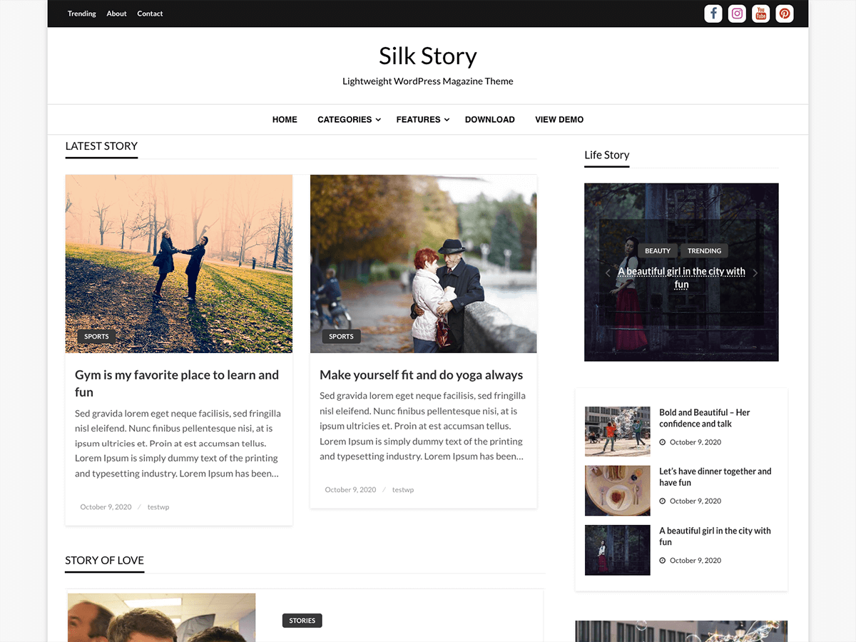 Silk Story Preview Wordpress Theme - Rating, Reviews, Preview, Demo & Download