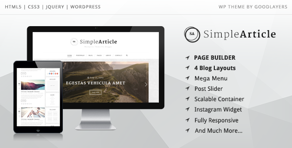 Simple Article Preview Wordpress Theme - Rating, Reviews, Preview, Demo & Download