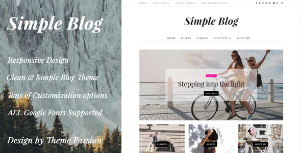 Simple Blog Preview Wordpress Theme - Rating, Reviews, Preview, Demo & Download