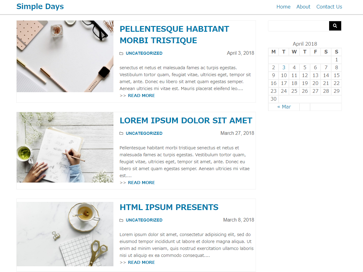 Simple Days Preview Wordpress Theme - Rating, Reviews, Preview, Demo & Download
