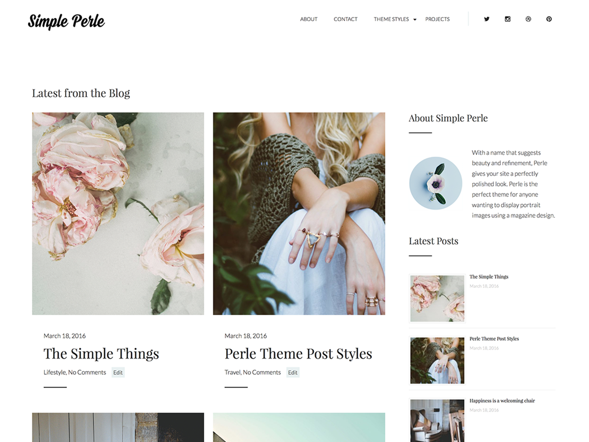 Simple Perle Preview Wordpress Theme - Rating, Reviews, Preview, Demo & Download
