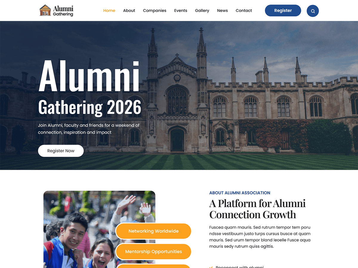 SKT Alumni Preview Wordpress Theme - Rating, Reviews, Preview, Demo & Download