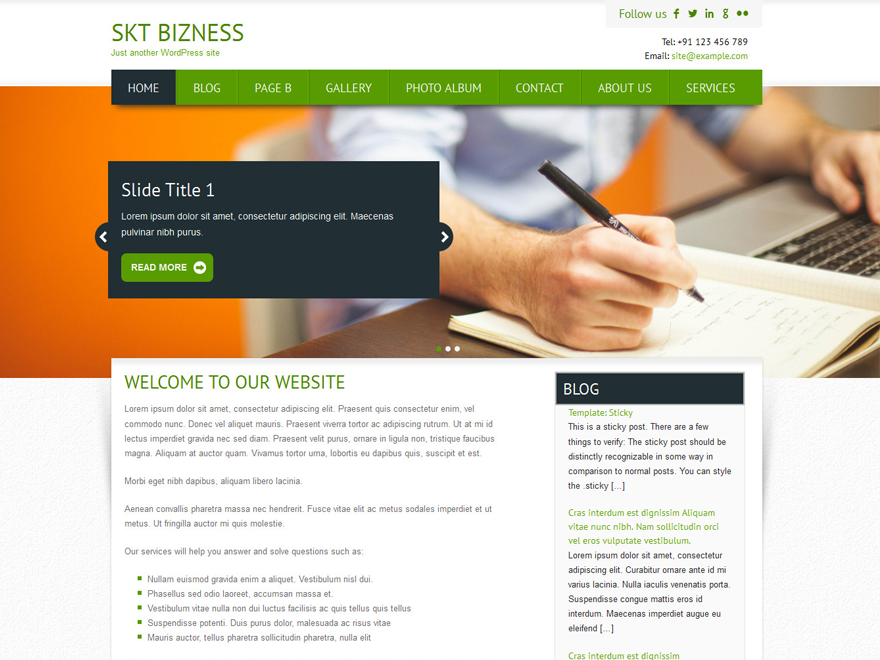 SKT Bizness Preview Wordpress Theme - Rating, Reviews, Preview, Demo & Download