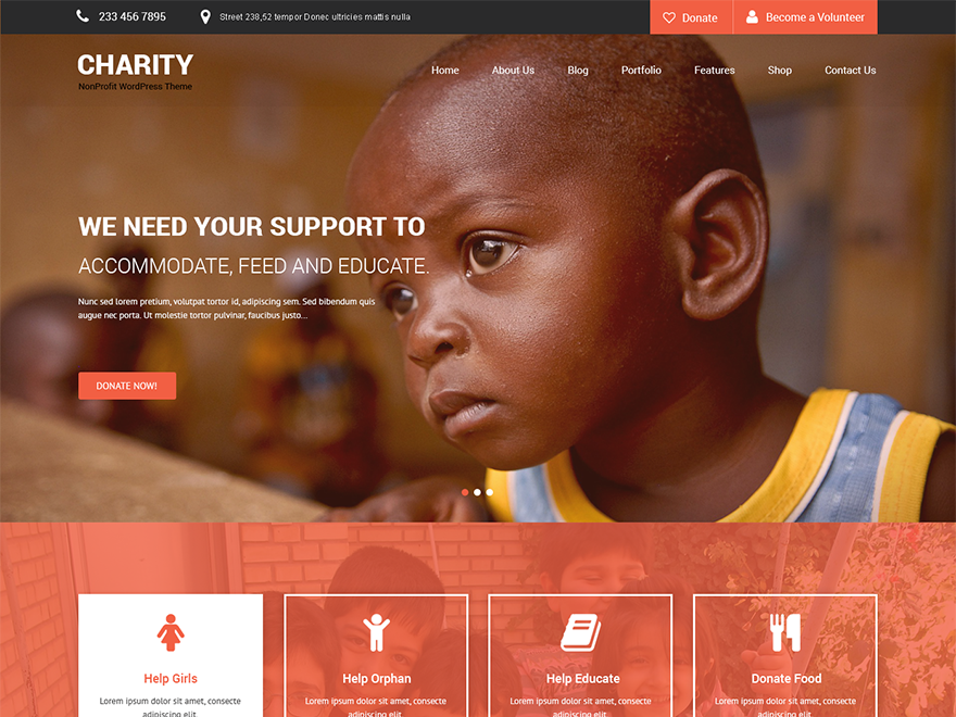 SKT Charity Preview Wordpress Theme - Rating, Reviews, Preview, Demo & Download