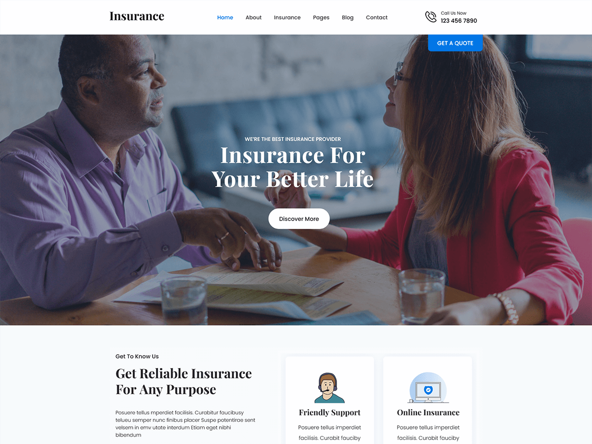 SKT Insurance Preview Wordpress Theme - Rating, Reviews, Preview, Demo & Download