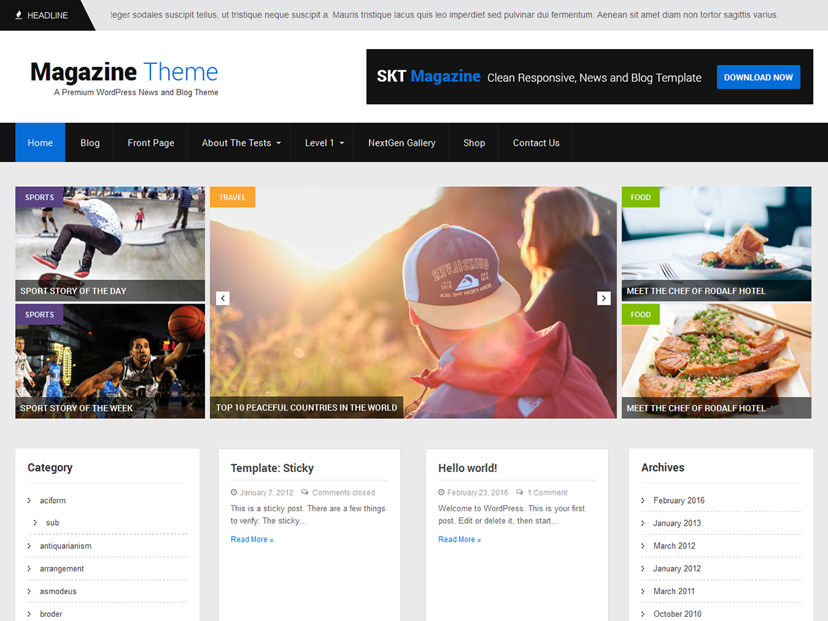 SKT Magazine Preview Wordpress Theme - Rating, Reviews, Preview, Demo & Download