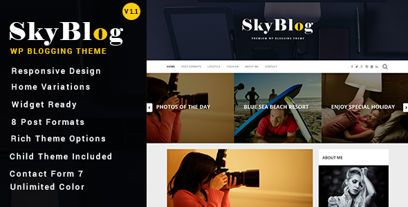 SkyBlog Preview Wordpress Theme - Rating, Reviews, Preview, Demo & Download