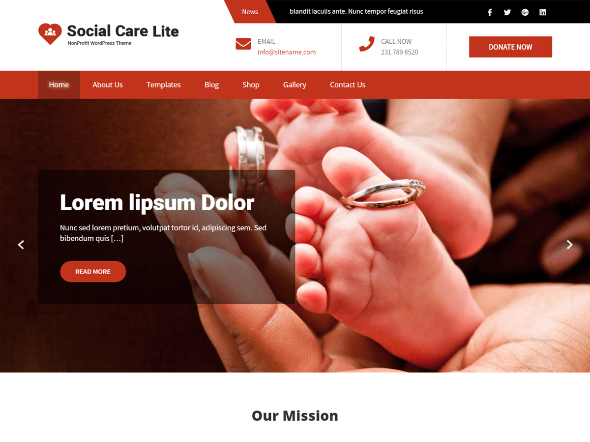 Social Care Preview Wordpress Theme - Rating, Reviews, Preview, Demo & Download