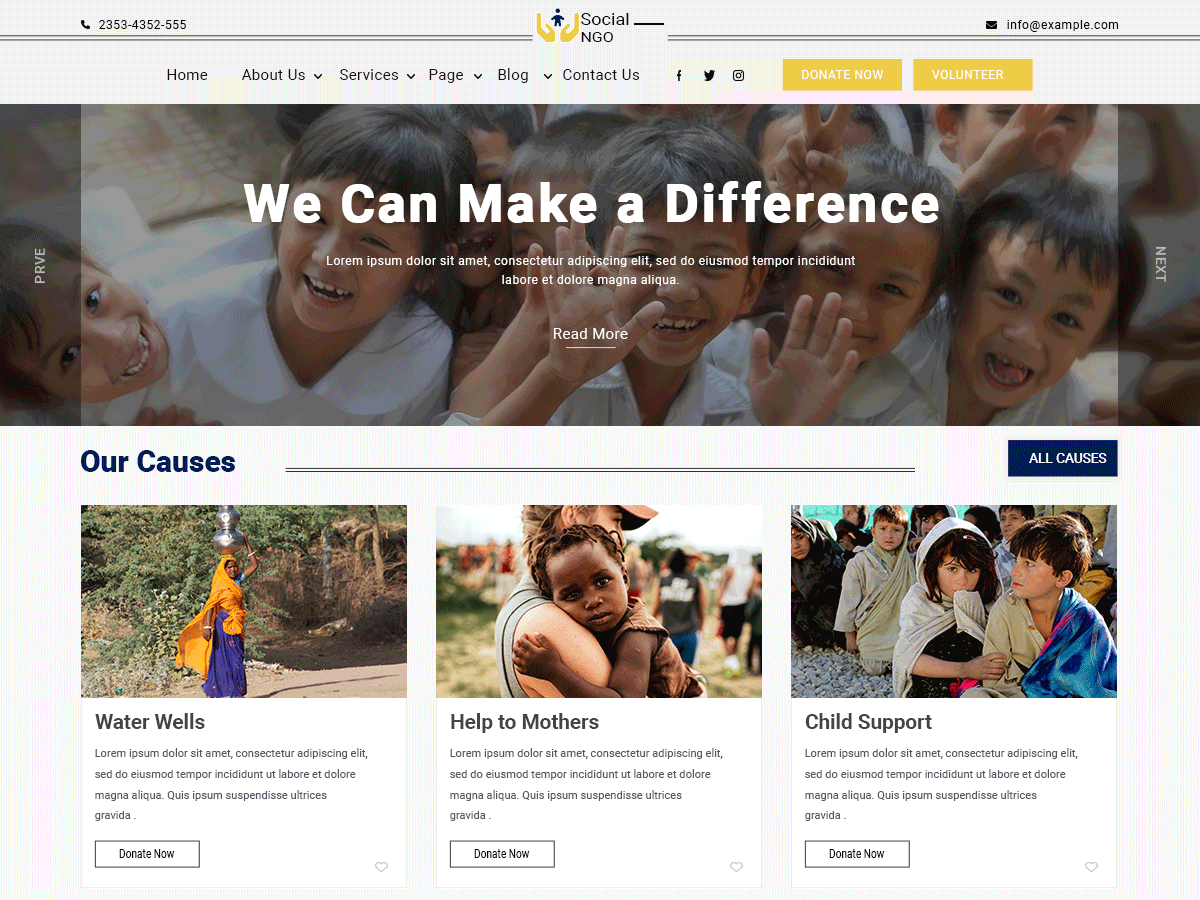 Social NGO Preview Wordpress Theme - Rating, Reviews, Preview, Demo & Download