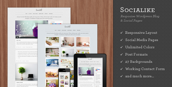 Socialike Responsive Preview Wordpress Theme - Rating, Reviews, Preview, Demo & Download