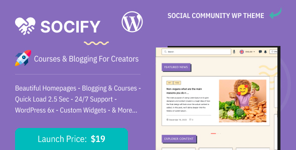 Socify Preview Wordpress Theme - Rating, Reviews, Preview, Demo & Download