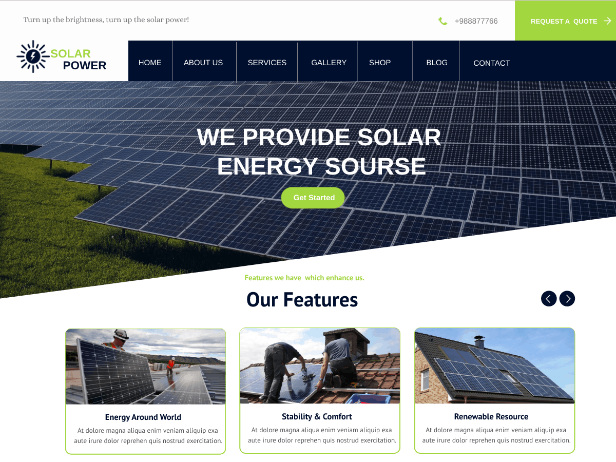 Solar Power Preview Wordpress Theme - Rating, Reviews, Preview, Demo & Download