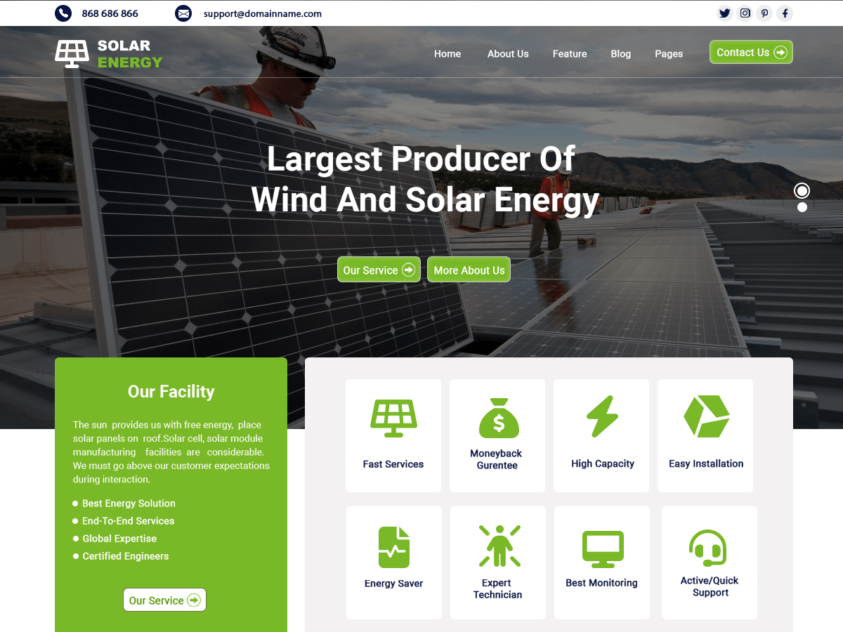 Solar Services Preview Wordpress Theme - Rating, Reviews, Preview, Demo & Download