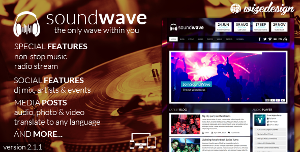 SoundWave Preview Wordpress Theme - Rating, Reviews, Preview, Demo & Download