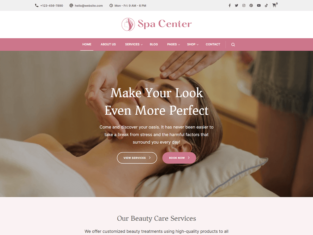 Spa Center Preview Wordpress Theme - Rating, Reviews, Preview, Demo & Download