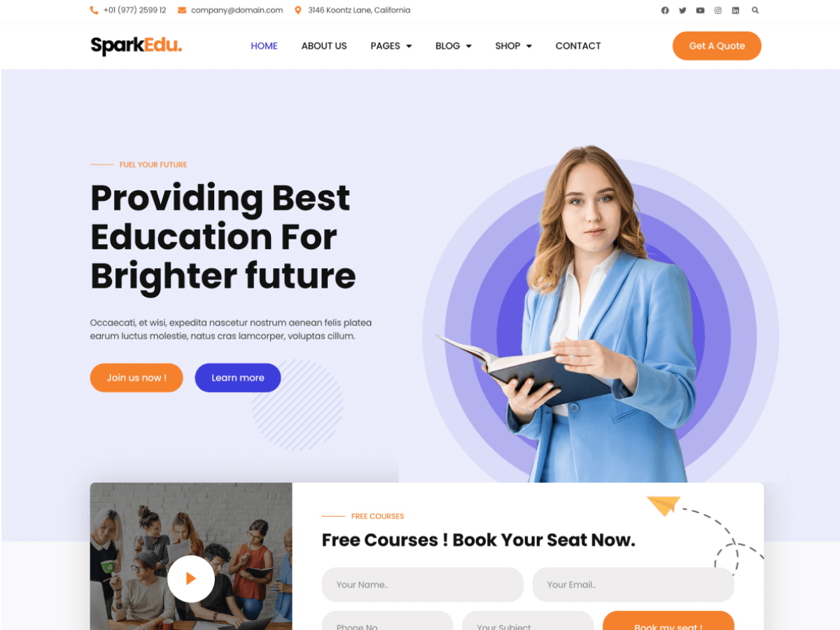 SparkEducation Preview Wordpress Theme - Rating, Reviews, Preview, Demo & Download