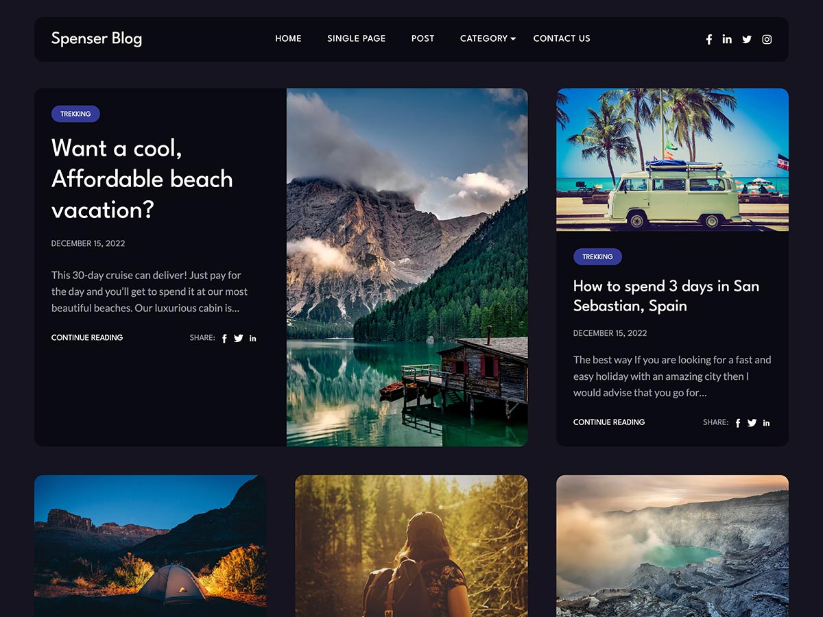 Spenser Blog Preview Wordpress Theme - Rating, Reviews, Preview, Demo & Download