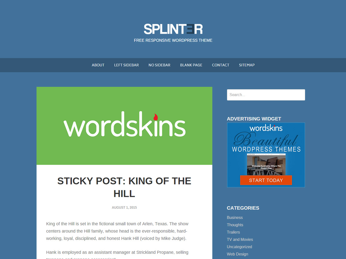 Splinter Preview Wordpress Theme - Rating, Reviews, Preview, Demo & Download