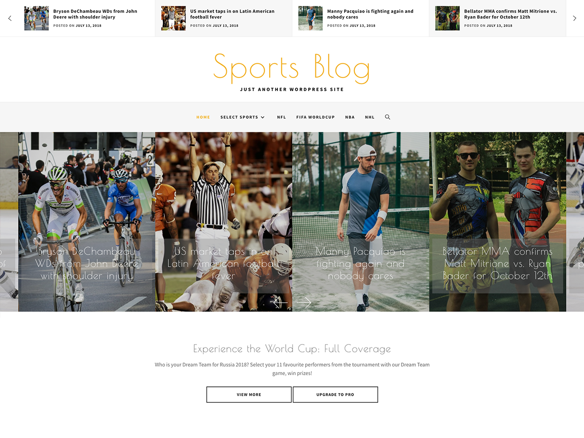 Sports Blog Preview Wordpress Theme - Rating, Reviews, Preview, Demo & Download