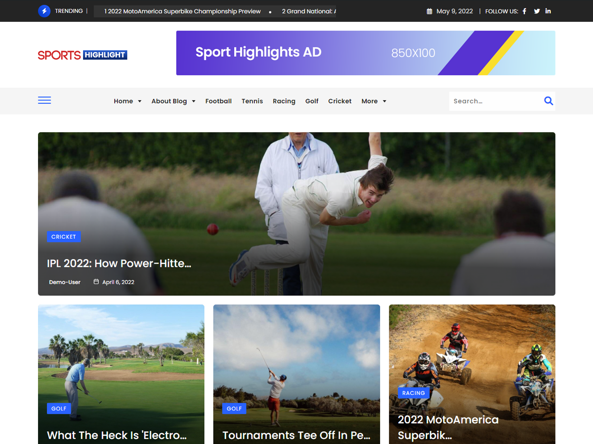 Sports Highlight Preview Wordpress Theme - Rating, Reviews, Preview, Demo & Download