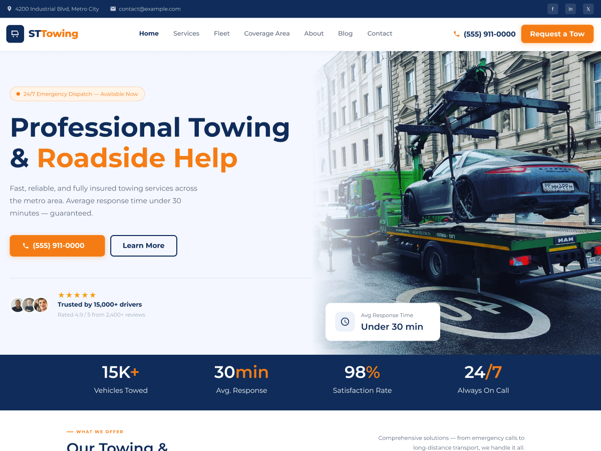 ST Towing Preview Wordpress Theme - Rating, Reviews, Preview, Demo & Download