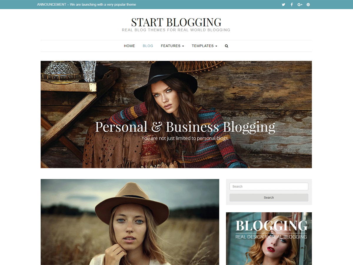 Start Blogging Preview Wordpress Theme - Rating, Reviews, Preview, Demo & Download