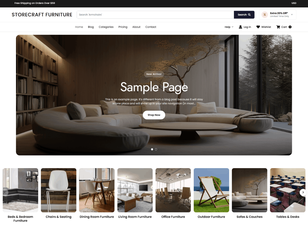 Storecraft Furniture Preview Wordpress Theme - Rating, Reviews, Preview, Demo & Download