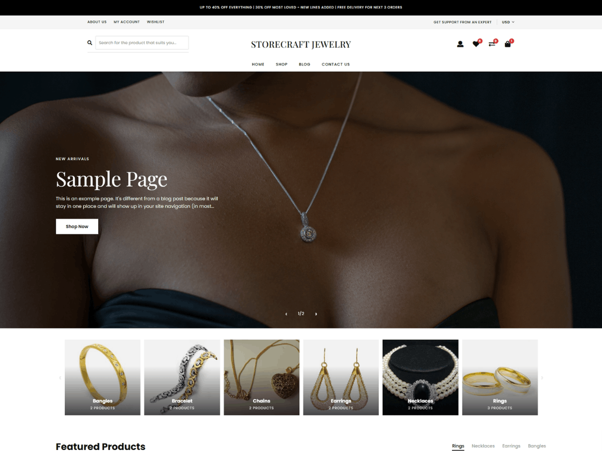 Storecraft Jewelry Preview Wordpress Theme - Rating, Reviews, Preview, Demo & Download