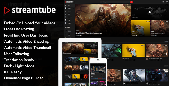 StreamTube Preview Wordpress Theme - Rating, Reviews, Preview, Demo & Download