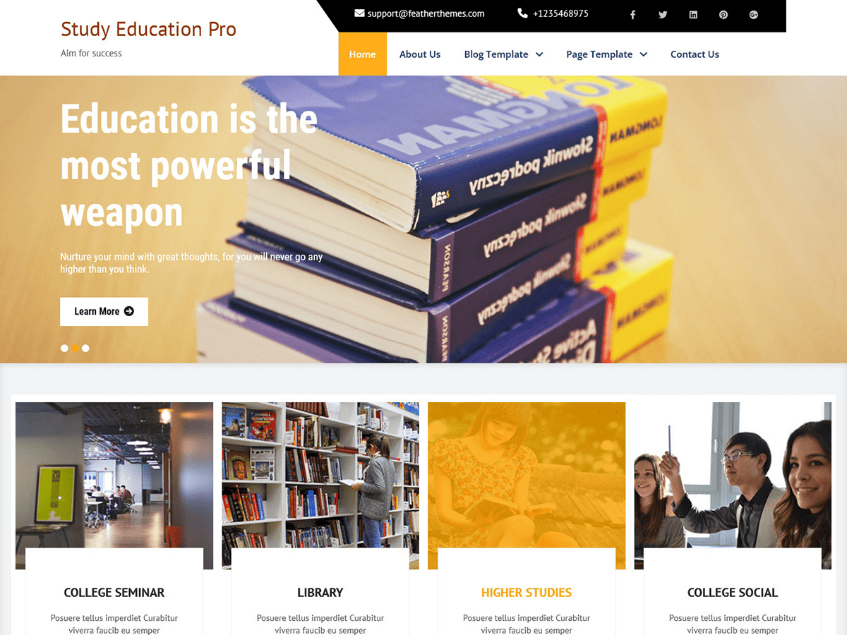 Study Education Preview Wordpress Theme - Rating, Reviews, Preview, Demo & Download