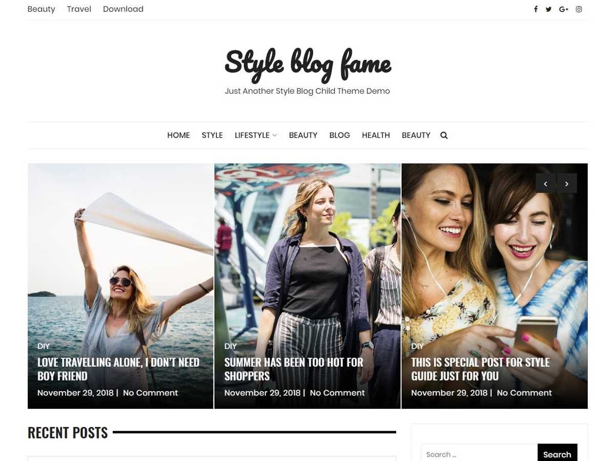 Style Blog Preview Wordpress Theme - Rating, Reviews, Preview, Demo & Download