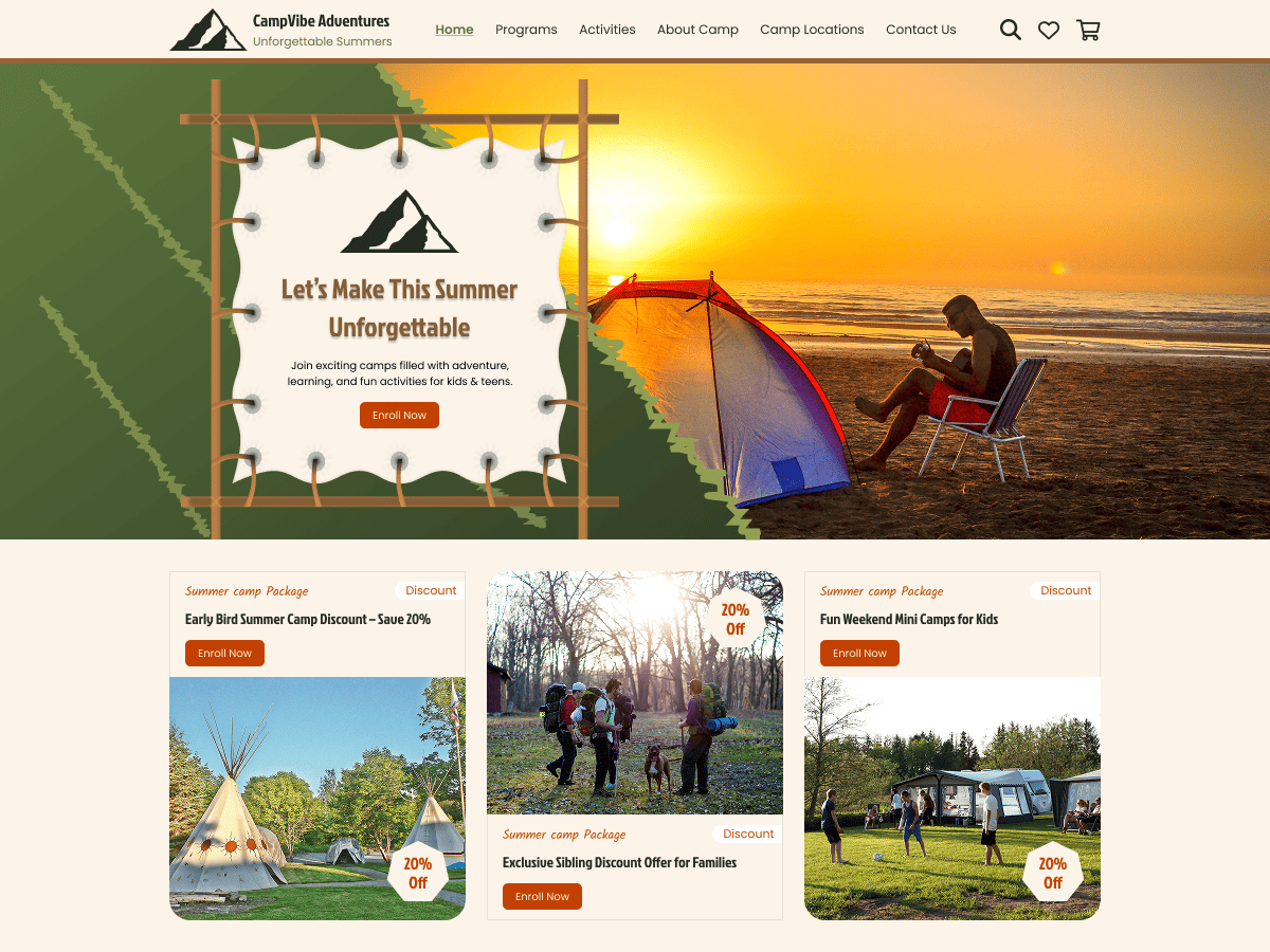 Summer Program Preview Wordpress Theme - Rating, Reviews, Preview, Demo & Download