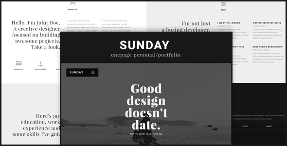 Sunday Onepage Preview Wordpress Theme - Rating, Reviews, Preview, Demo & Download