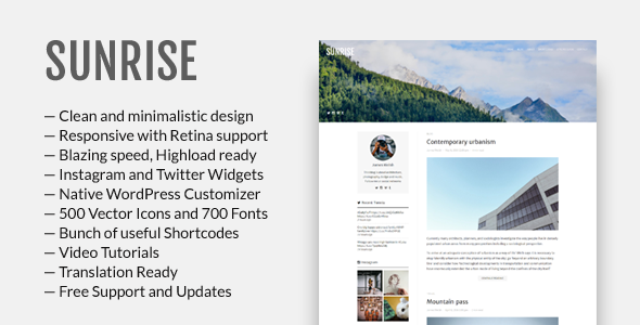 Sunrise Preview Wordpress Theme - Rating, Reviews, Preview, Demo & Download