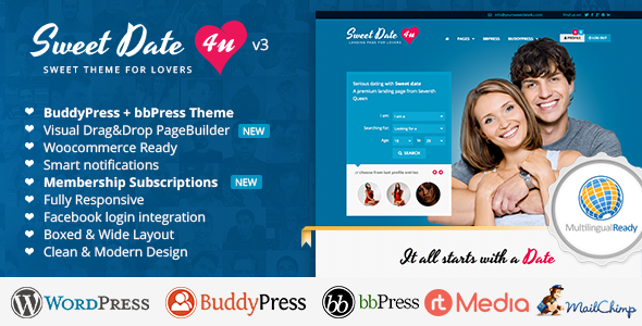 Sweet Date Preview Wordpress Theme - Rating, Reviews, Preview, Demo & Download