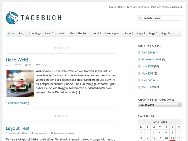 Tagebuch Preview Wordpress Theme - Rating, Reviews, Preview, Demo & Download