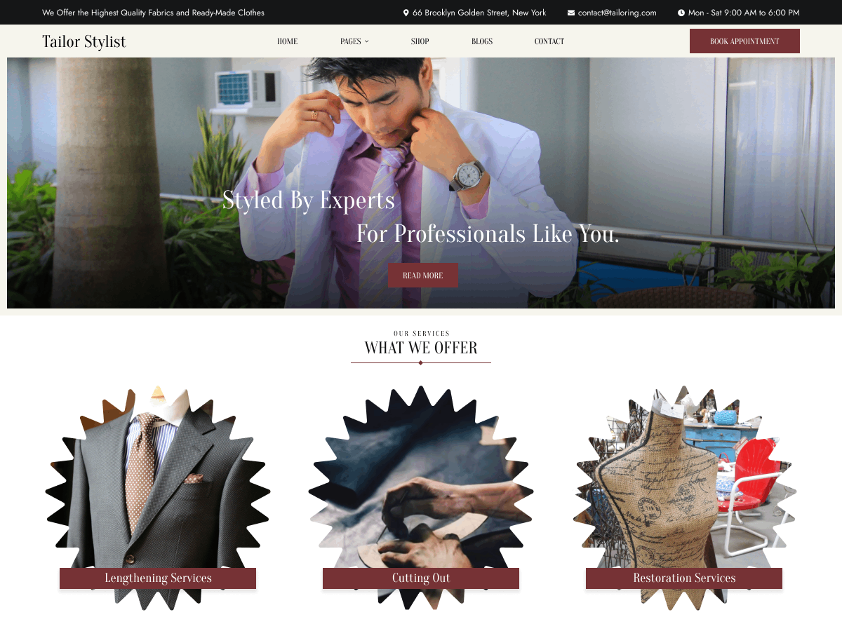 Tailor Stylist Preview Wordpress Theme - Rating, Reviews, Preview, Demo & Download