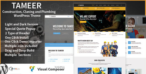 Tameer Construction Preview Wordpress Theme - Rating, Reviews, Preview, Demo & Download