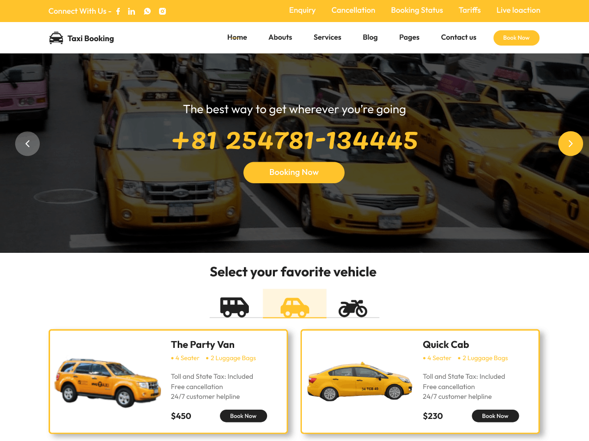 Taxi Booking Preview Wordpress Theme - Rating, Reviews, Preview, Demo & Download
