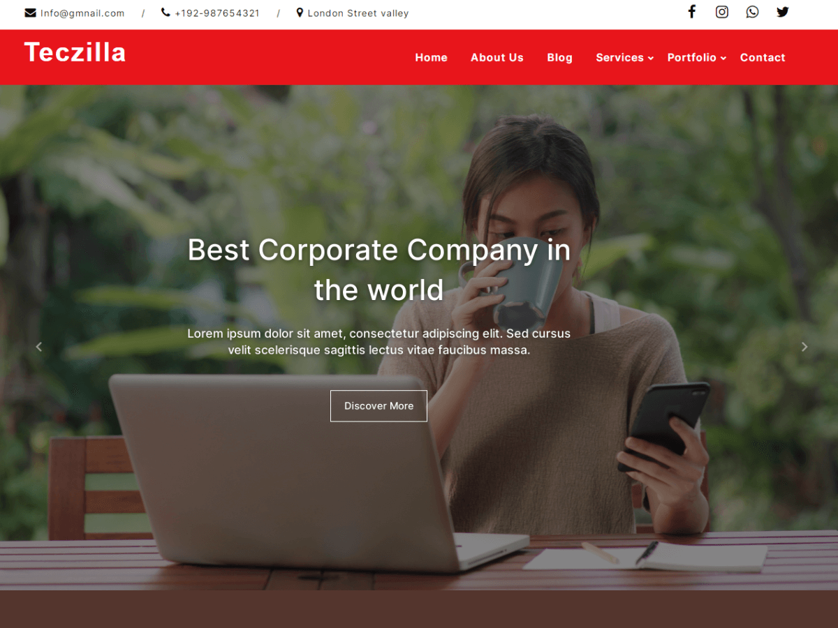 Teczilla Corporate Preview Wordpress Theme - Rating, Reviews, Preview, Demo & Download