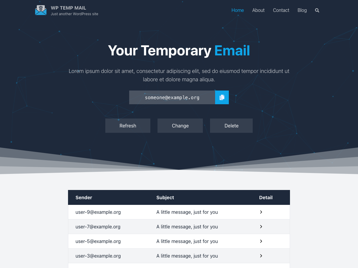 Temp Mail Preview Wordpress Theme - Rating, Reviews, Preview, Demo & Download