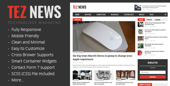 TezNews Preview Wordpress Theme - Rating, Reviews, Preview, Demo & Download