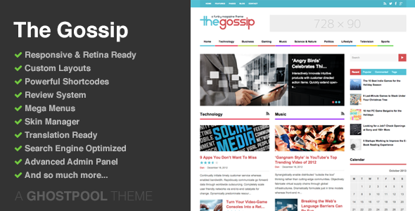 The Gossip Preview Wordpress Theme - Rating, Reviews, Preview, Demo & Download