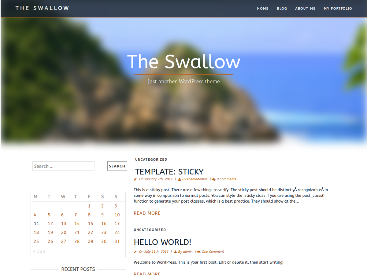 The Swallow Preview Wordpress Theme - Rating, Reviews, Preview, Demo & Download