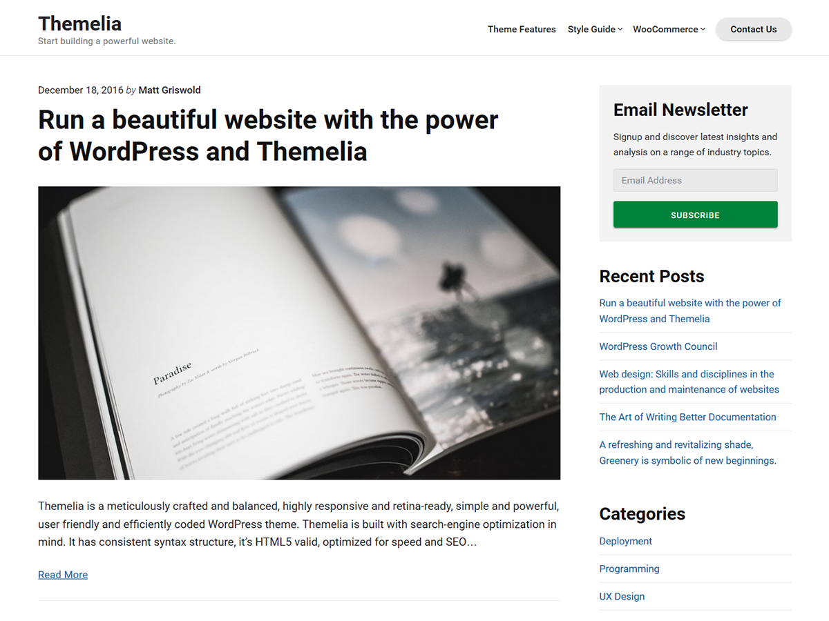 Themelia Preview Wordpress Theme - Rating, Reviews, Preview, Demo & Download