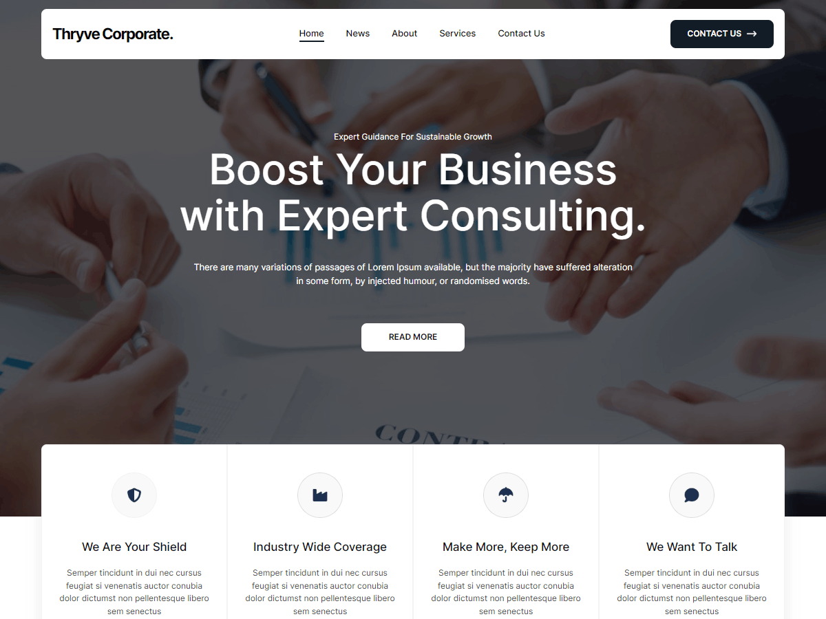 Thryve Corporate Preview Wordpress Theme - Rating, Reviews, Preview, Demo & Download