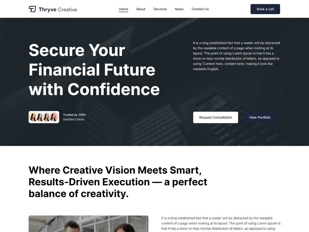 Thryve Creative Preview Wordpress Theme - Rating, Reviews, Preview, Demo & Download