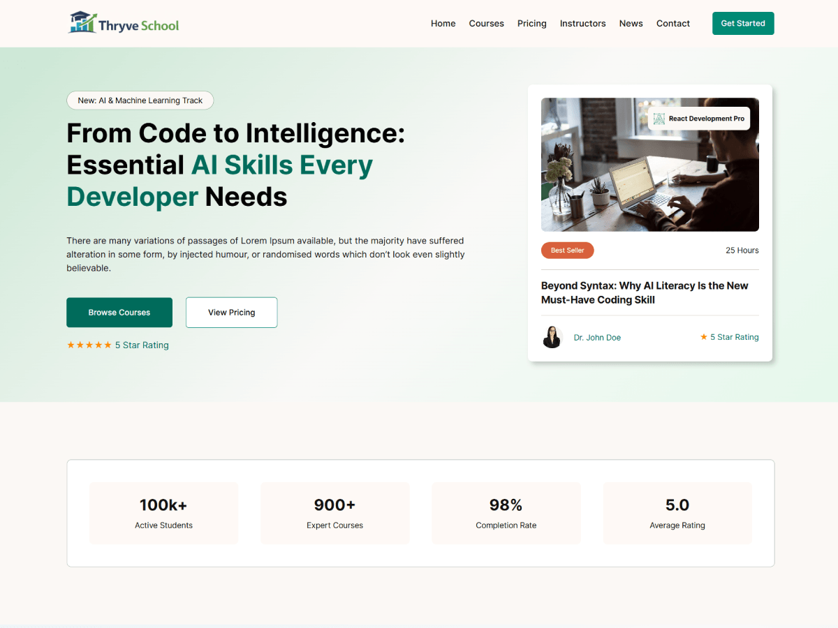 Thryve School Preview Wordpress Theme - Rating, Reviews, Preview, Demo & Download