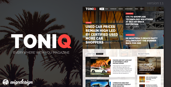 Toniq Preview Wordpress Theme - Rating, Reviews, Preview, Demo & Download