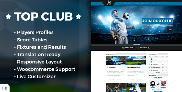 Top Club Preview Wordpress Theme - Rating, Reviews, Preview, Demo & Download